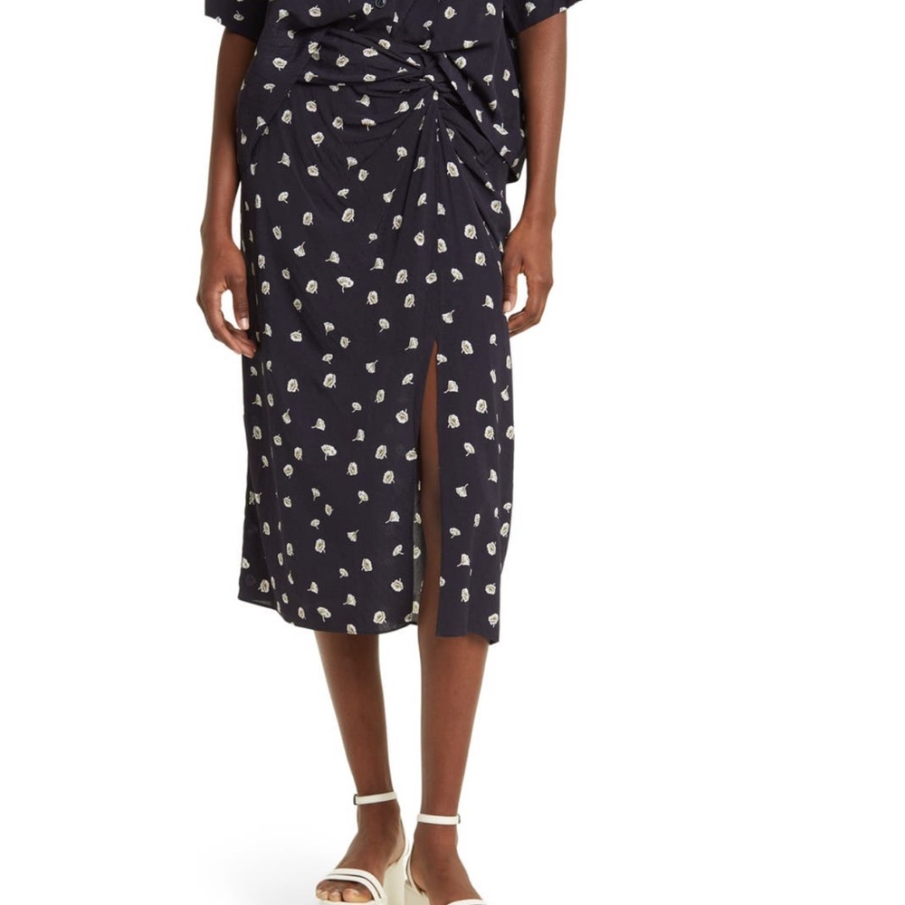 NWT rag & bone Amber Floral Print Ruched Midi Skirt